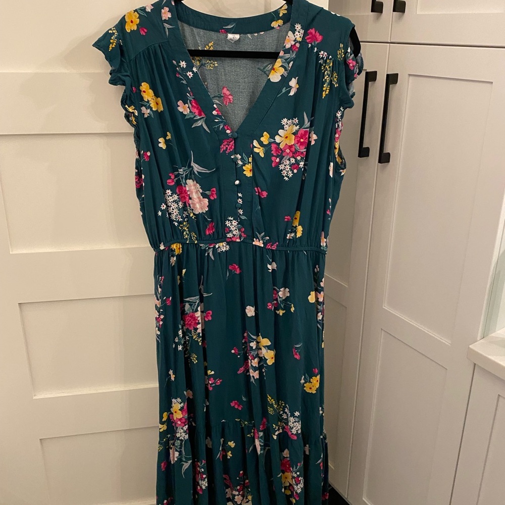 Teal floral summer dress